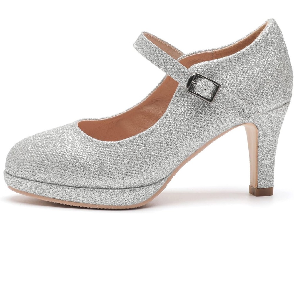 Chic Silver Mary Jane Heels